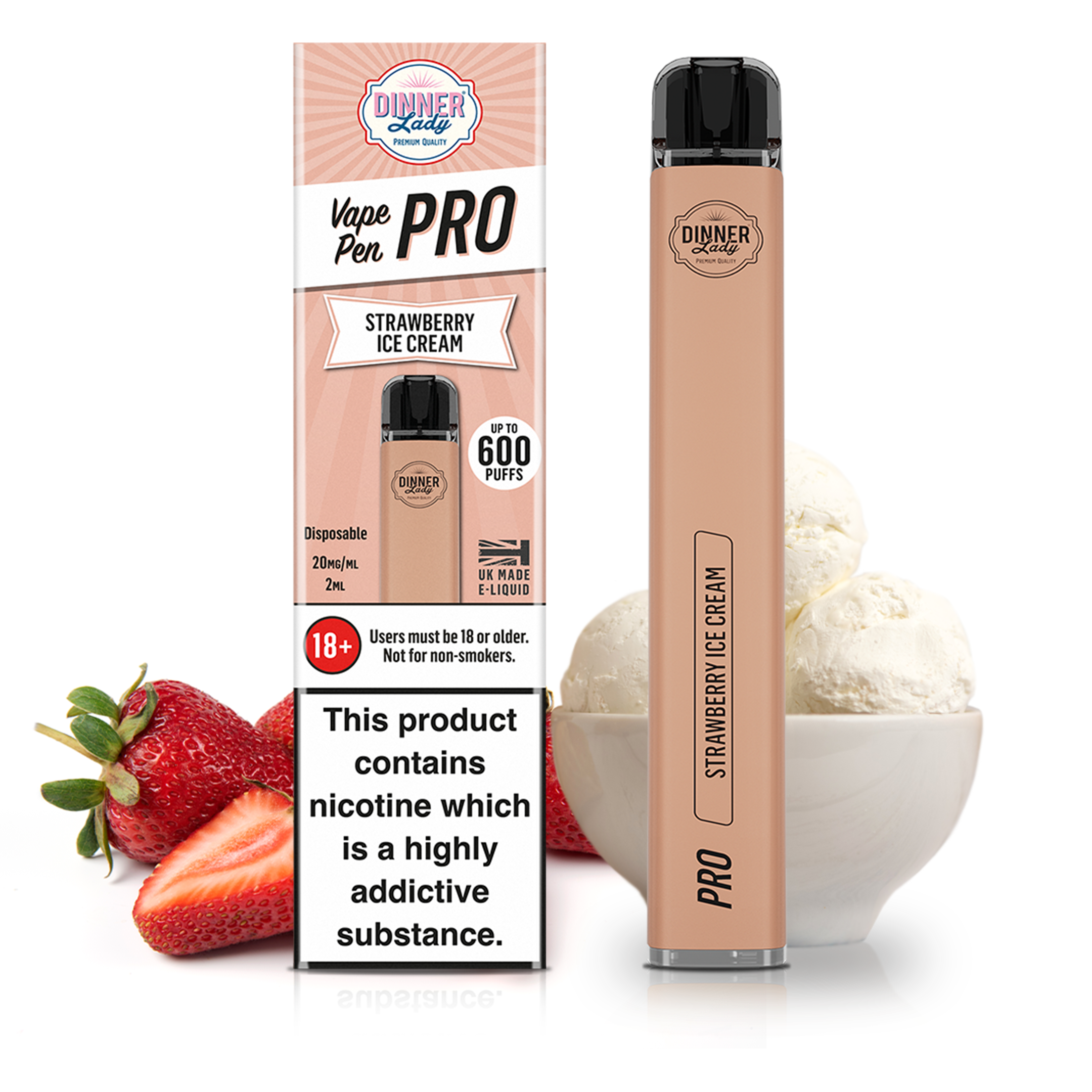 Dinner Lady Strawberry Ice Cream Disposable Vape Pen Pro