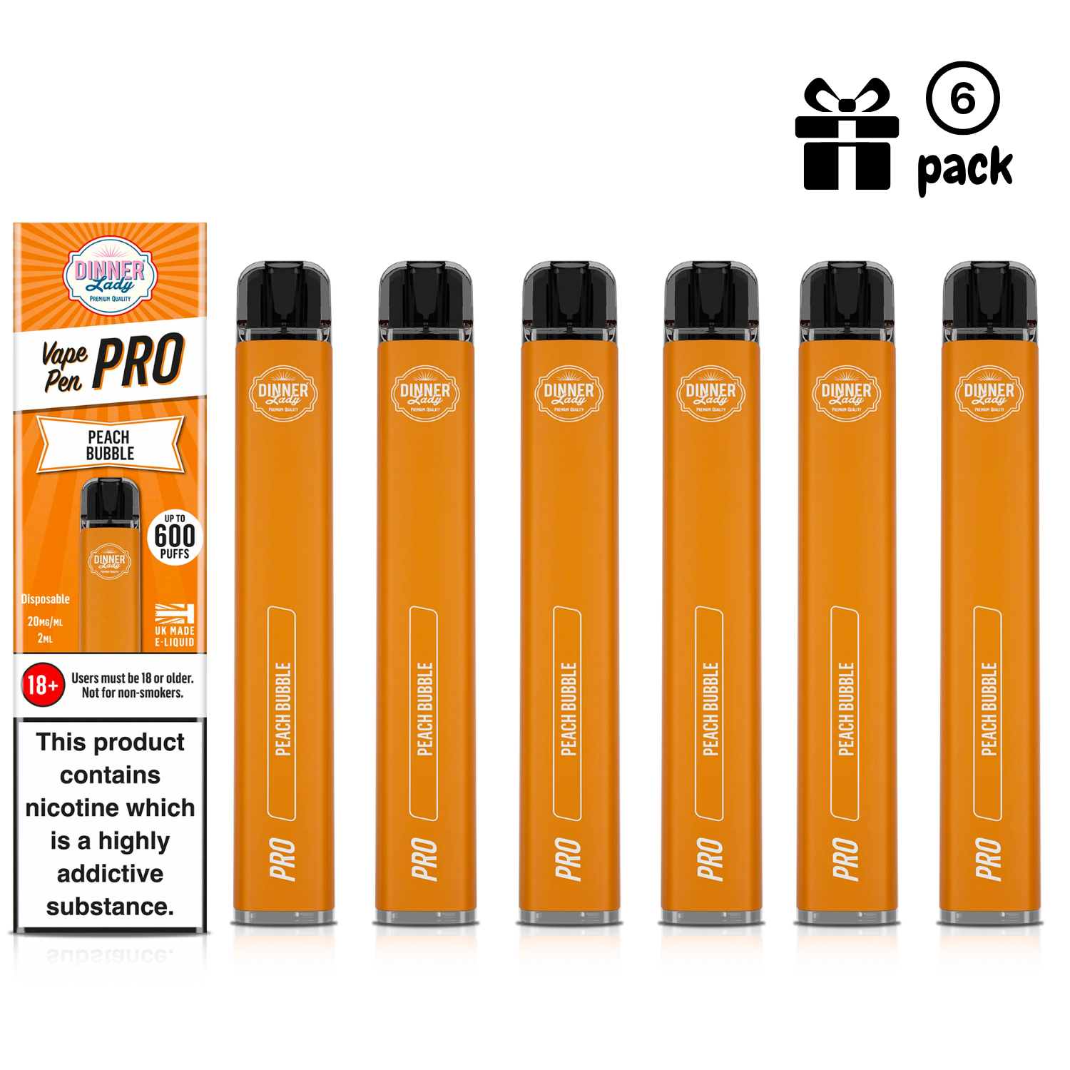 DL Vape Pen Pro Peach Bubble  (6 Pack)